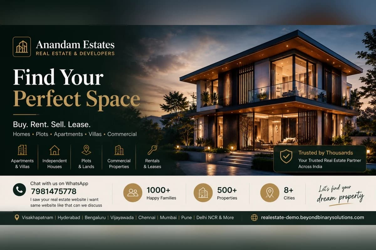 Real Estate website built by Beyond Binary Solutions